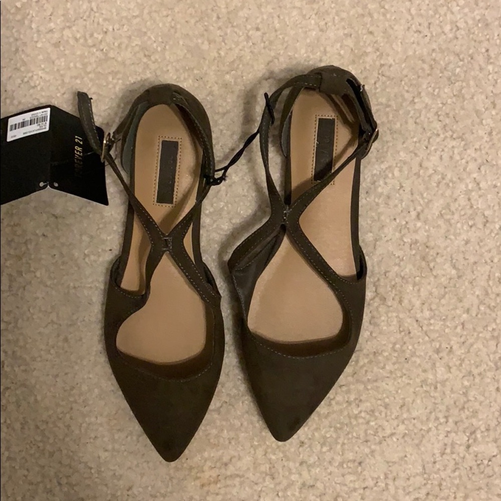 Olive green flats